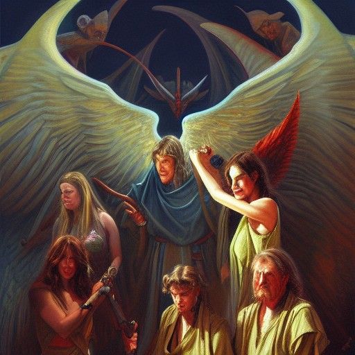 Angels and Demons in Oil Painting Style