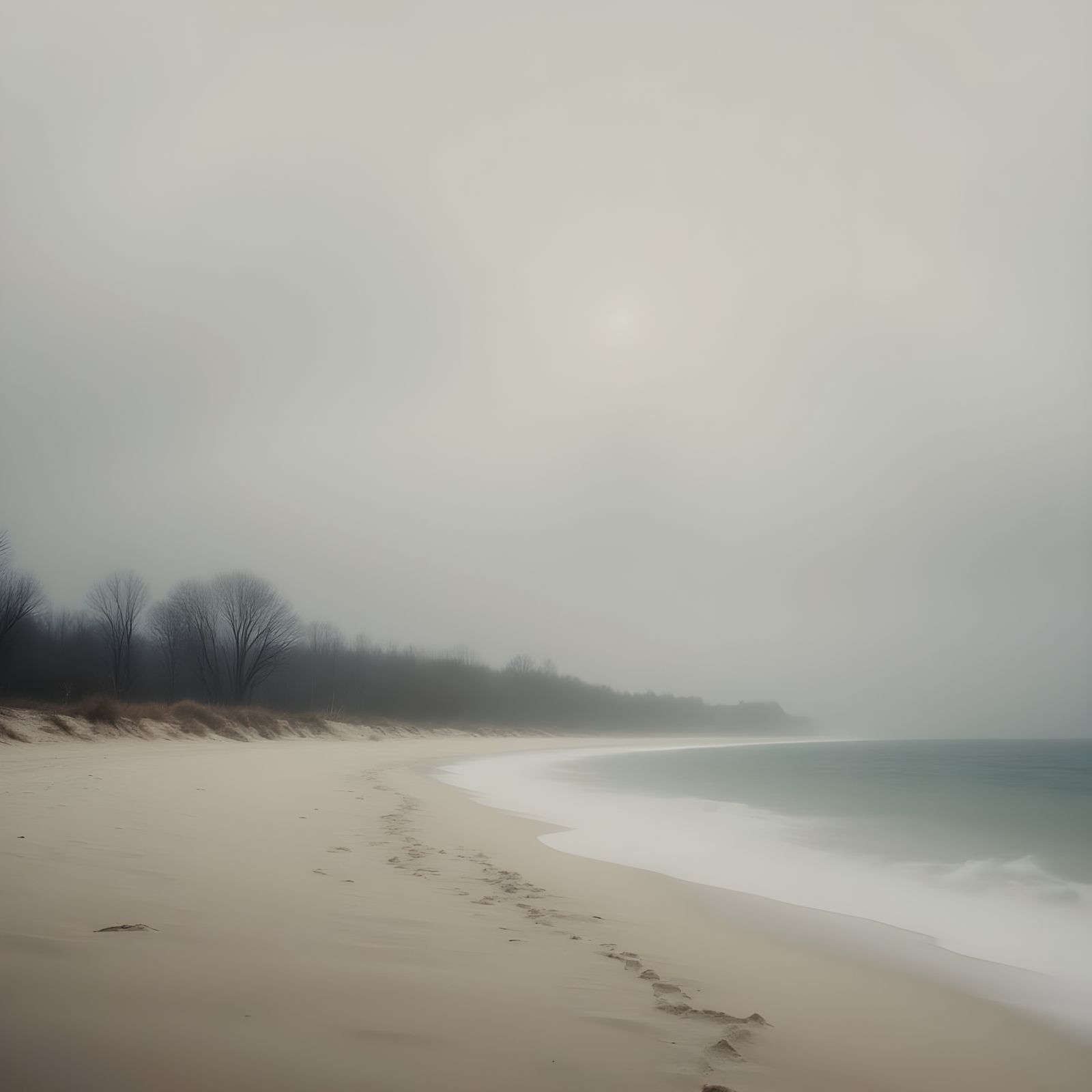 Serene Winter Beachscape on Lake Michigan