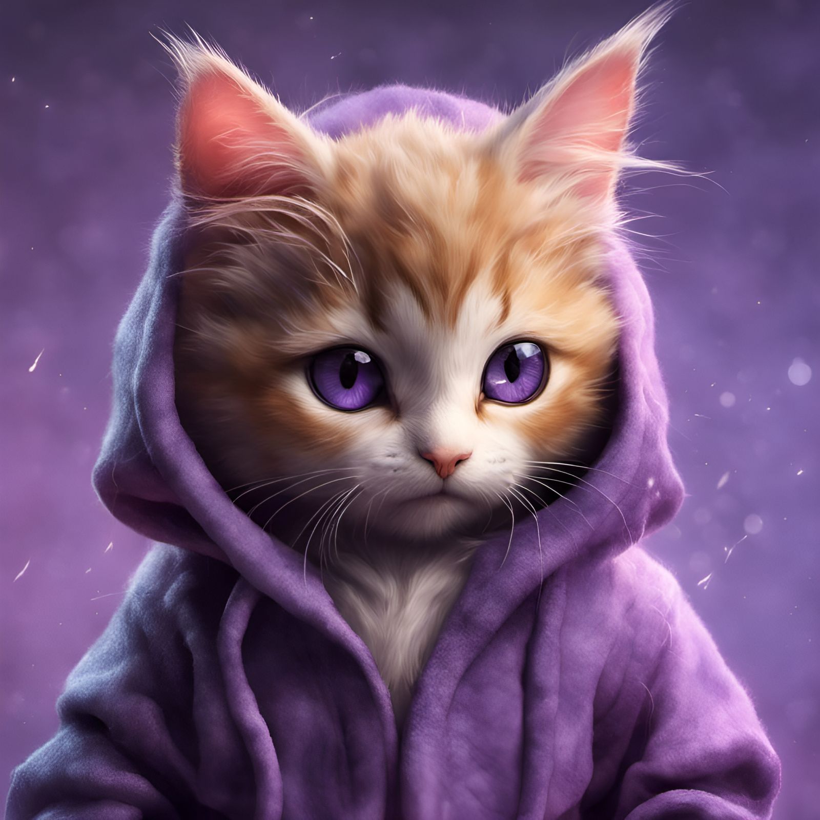 Chibi Cat in Hoodie with Intricate Details