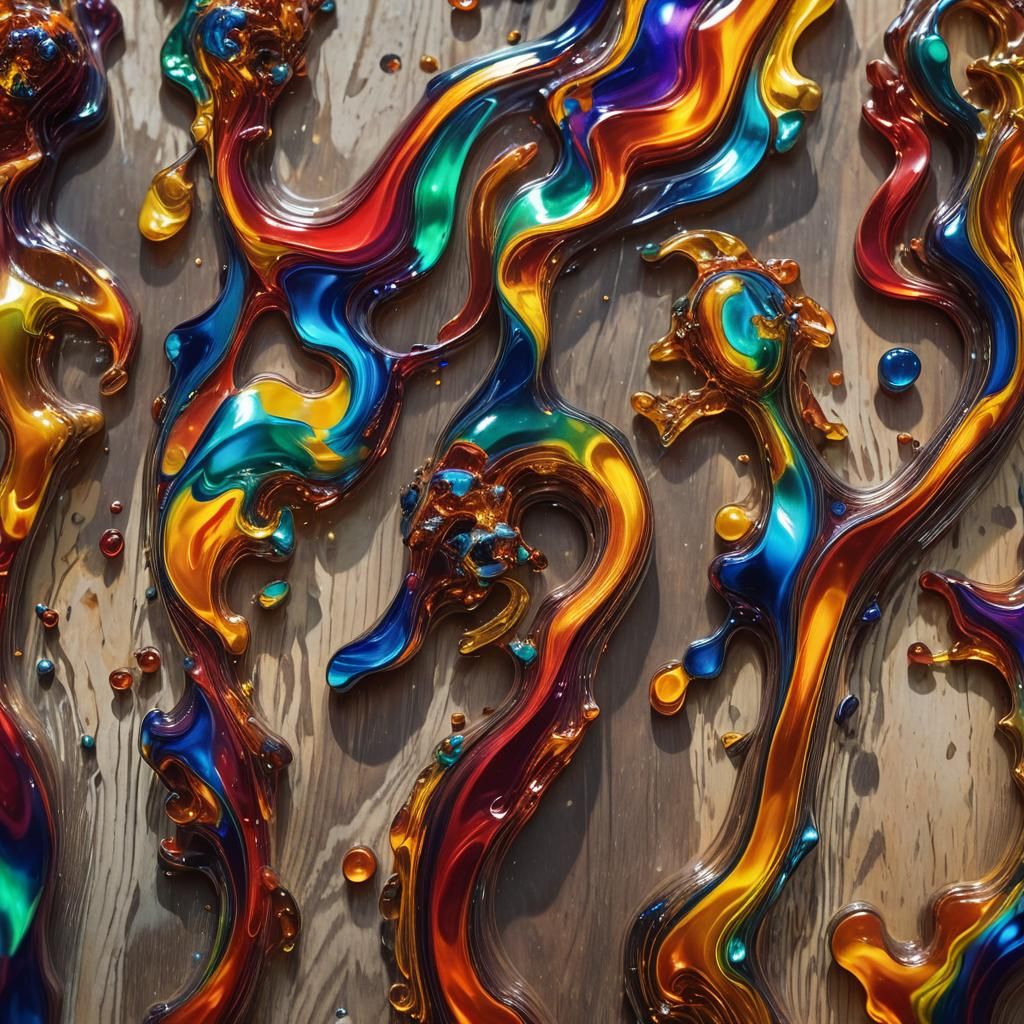 Vibrant Iridescent Glass Art Figurines in Fauvism Style