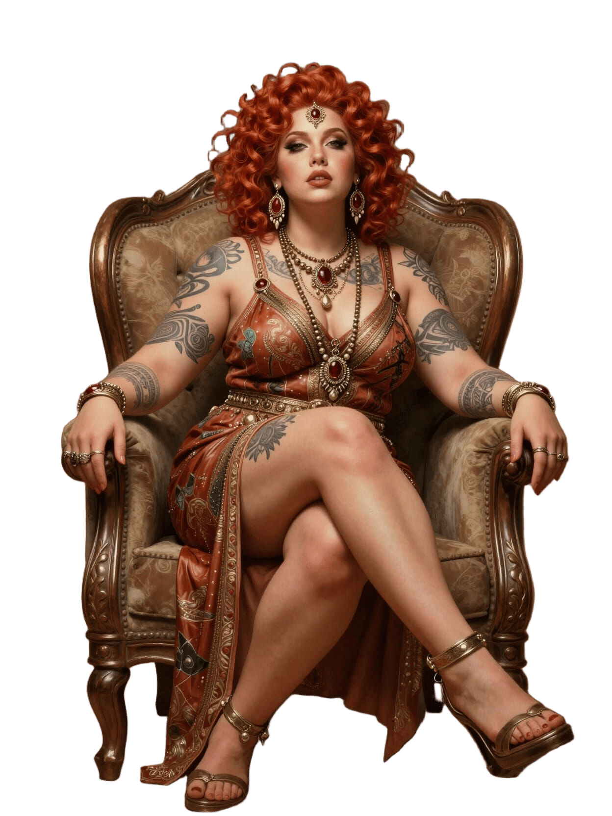 Curvy Moroccan Queen with Punk Style in Detailed Fantasy Art