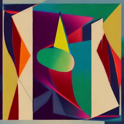 Cubist Leaf in Neo-Cubism Art Deco Style