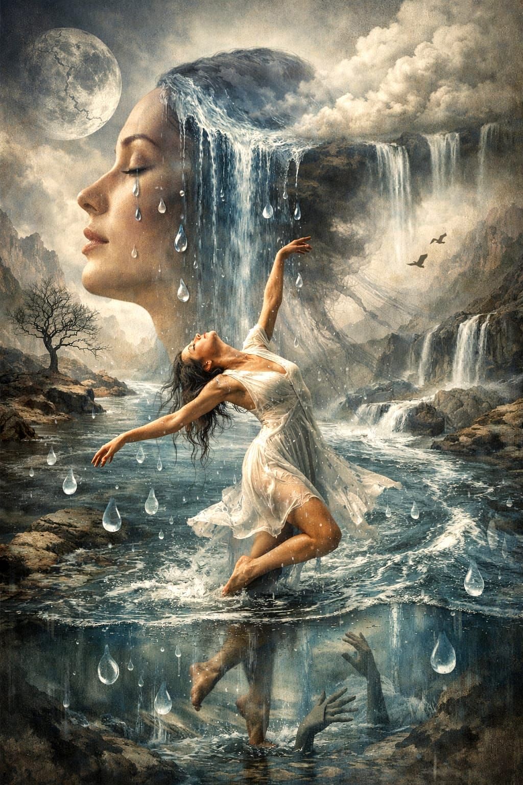 You'll never catch me crying, 'cause I'm busy dancing in a river of my own tears.