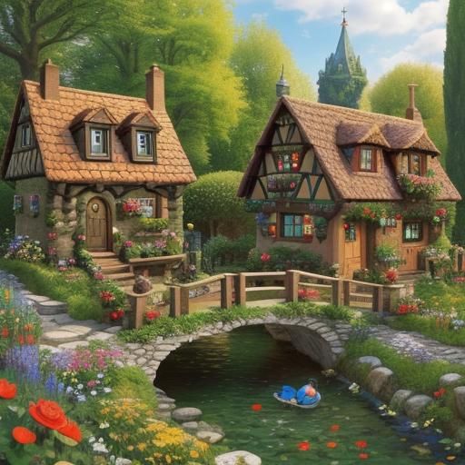 Enchanting Art Nouveau Miniature German Village