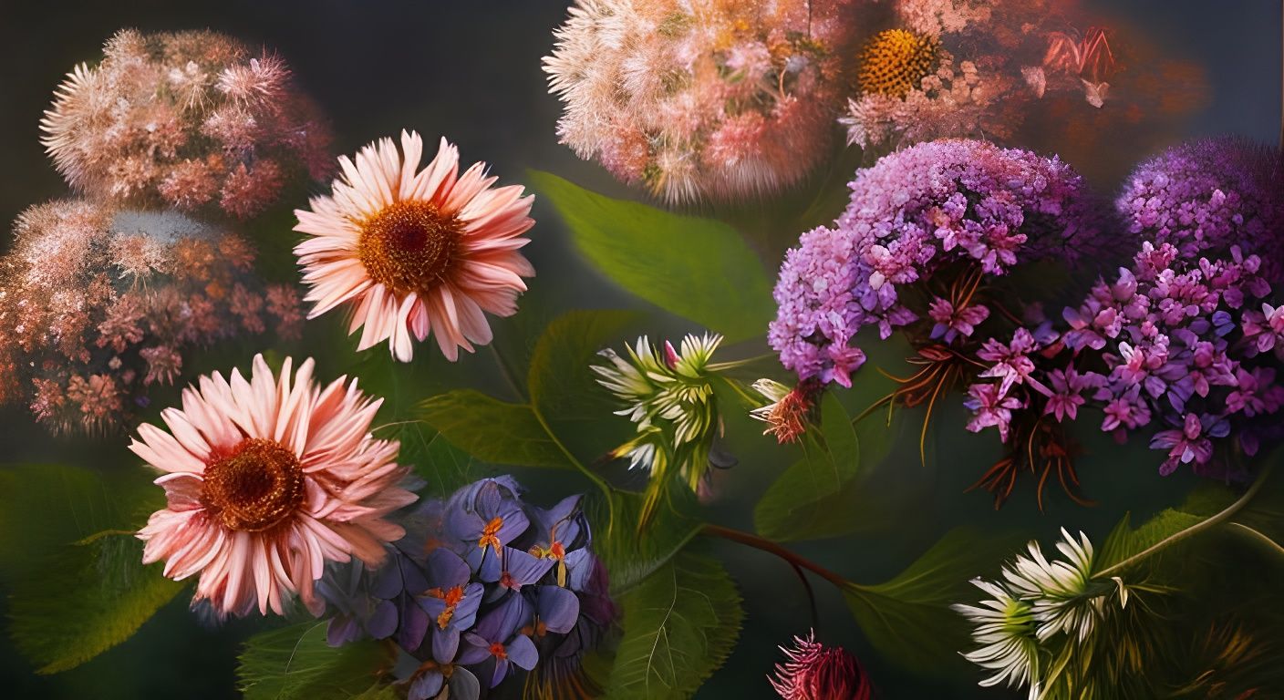 Whirlwind of Wildflowers in Impressionistic Impasto Style