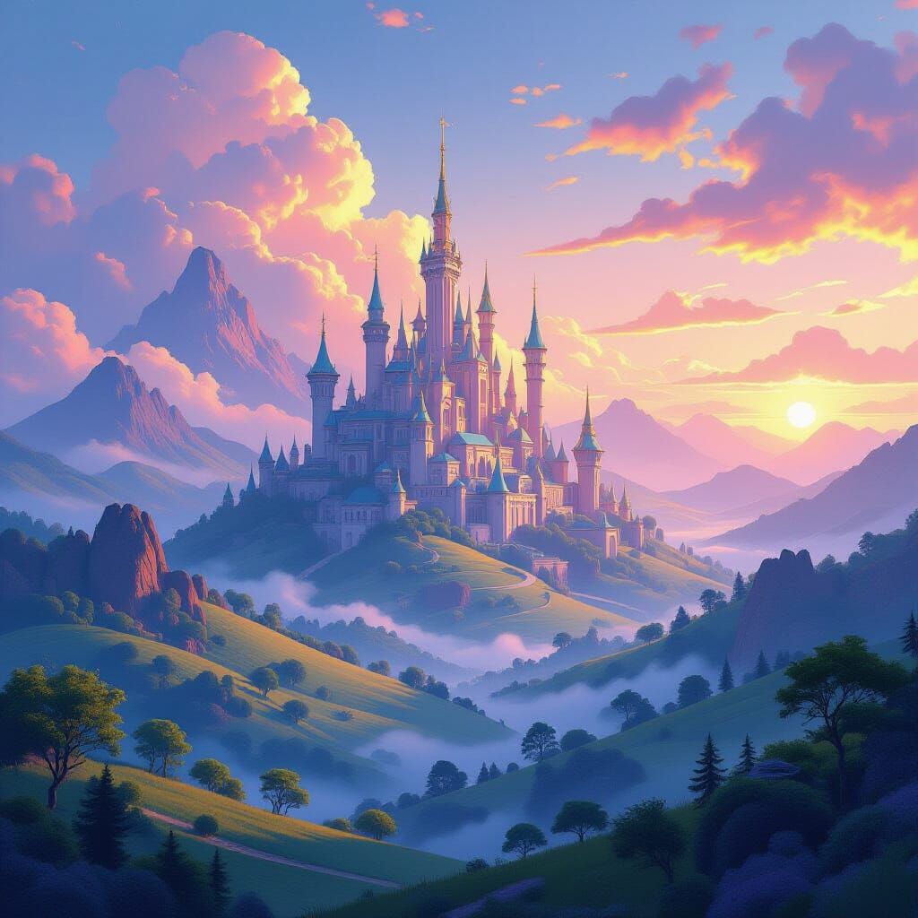 Maxells World: Vibrant Fantasy Realm with Rolling Hills