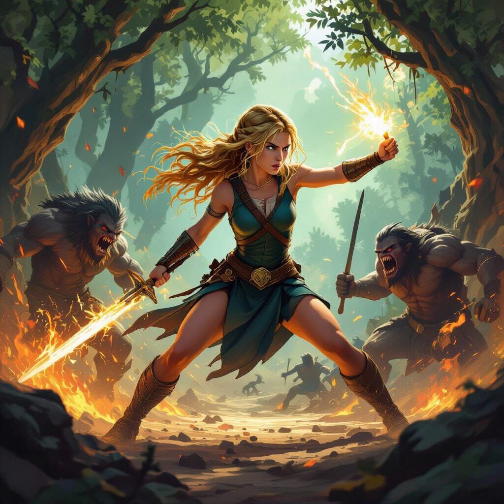 Annabeth Chase Battles Monsters at Camp Half-Blood