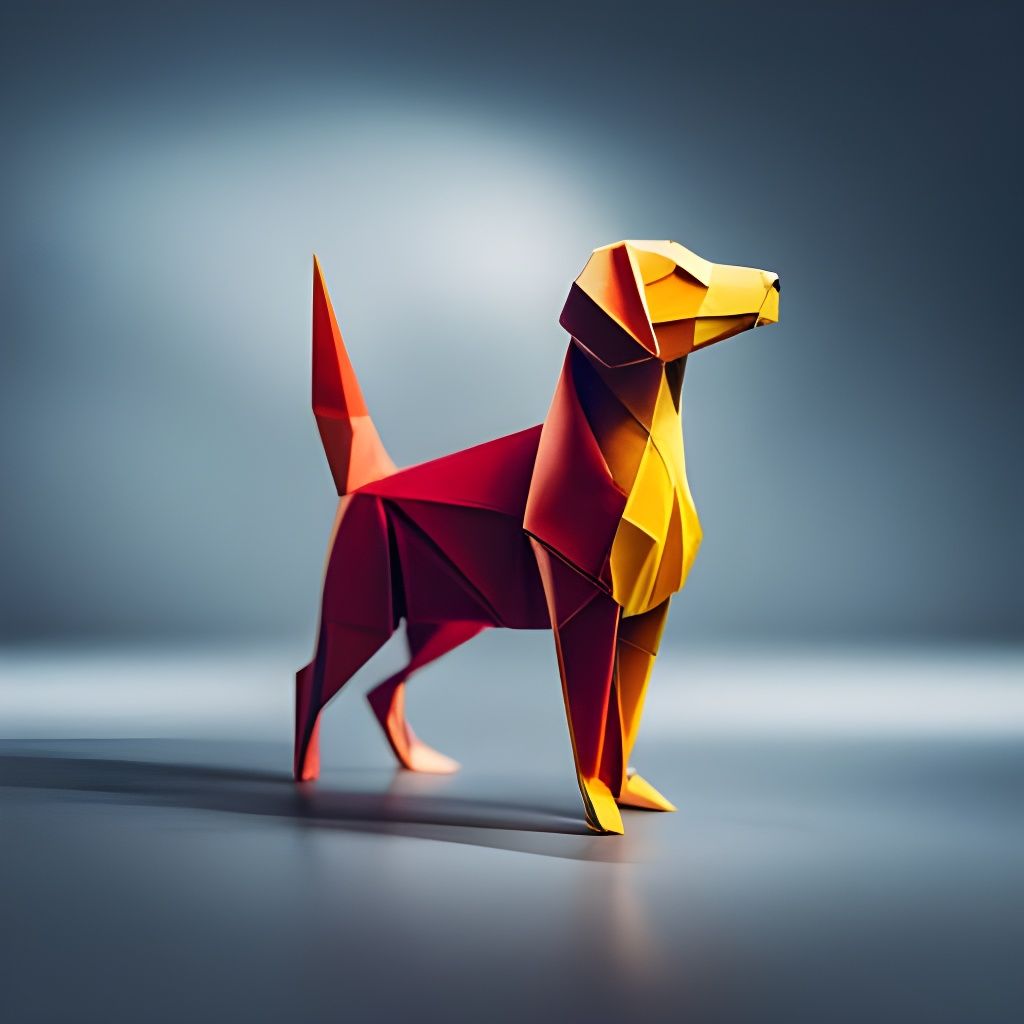Vibrant Origami Dog Papercraft in High Resolution