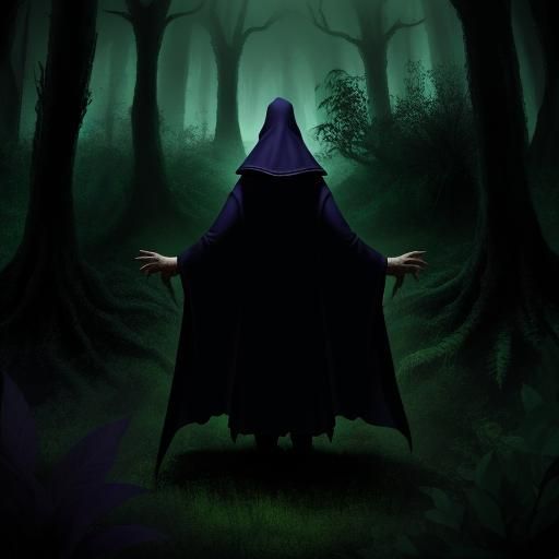 Cloaked Witch's Oath in Overgrown Forest