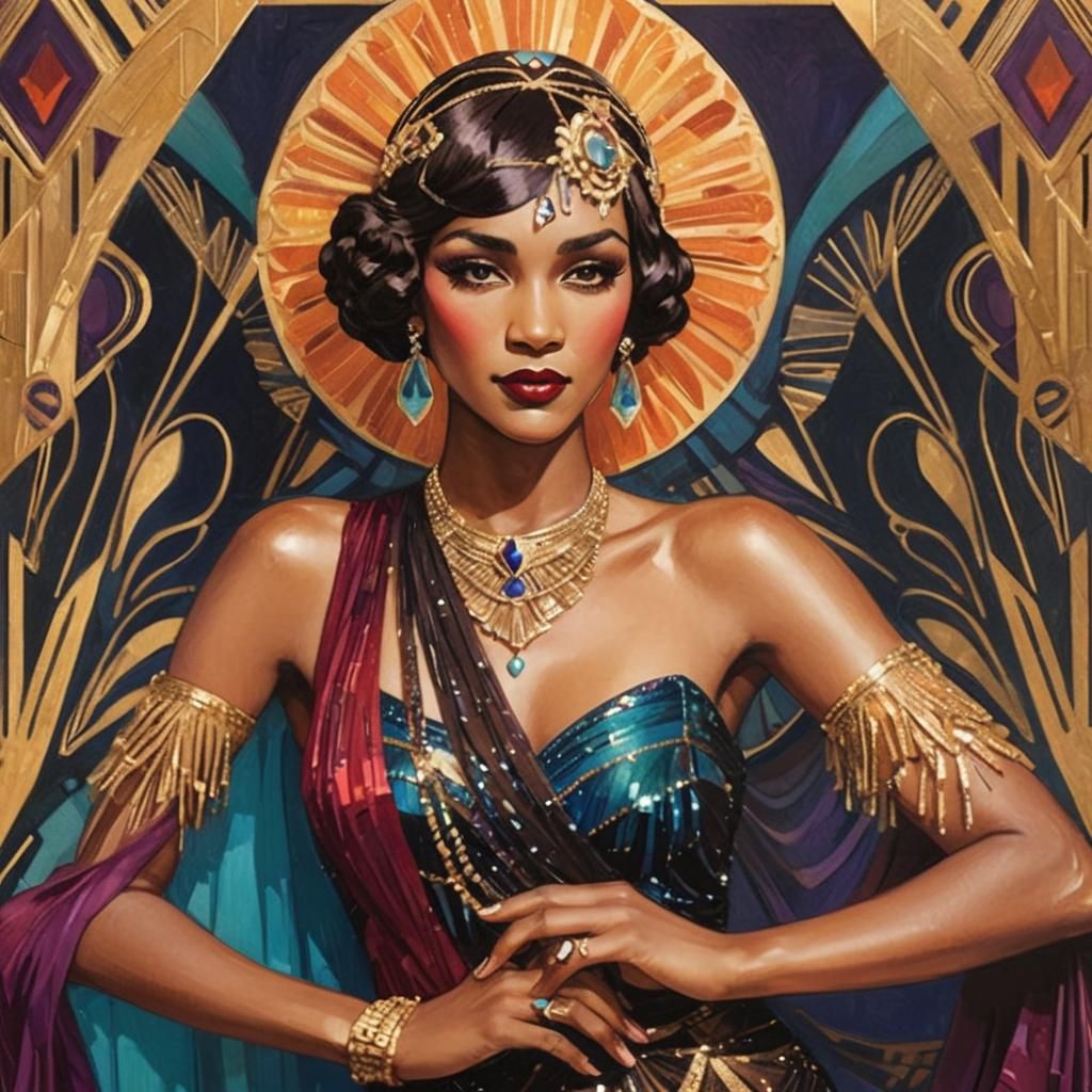 Art Deco Flapper in Jewel Headdress