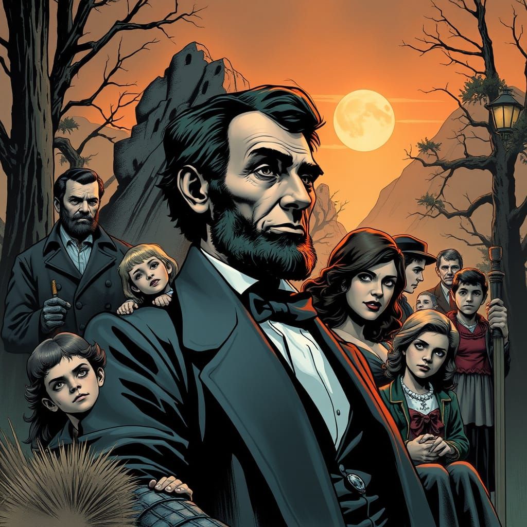 Lincoln Family Portrait in Comic Book Style