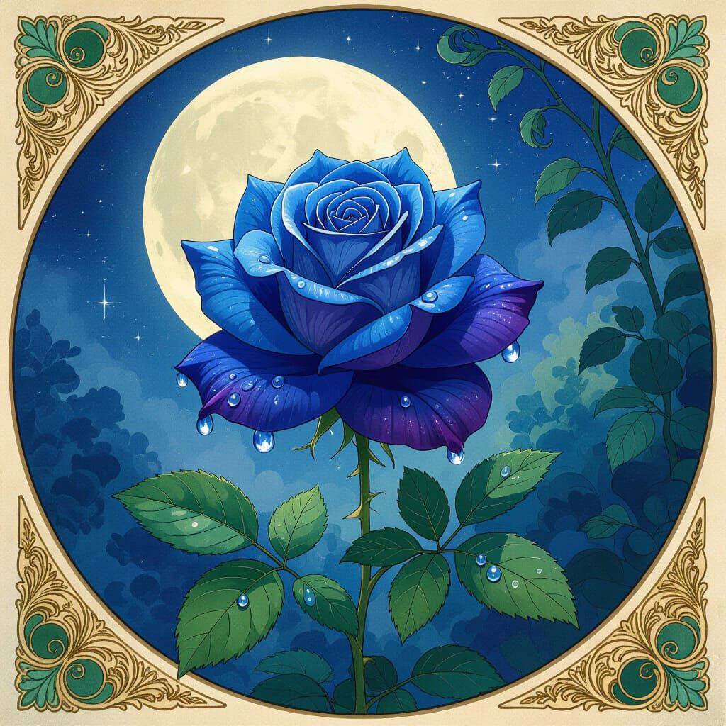 Ethereal Rose in Art Nouveau Style