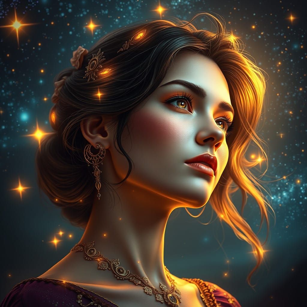 Ethereal Goddess Basks in Celestial Glow