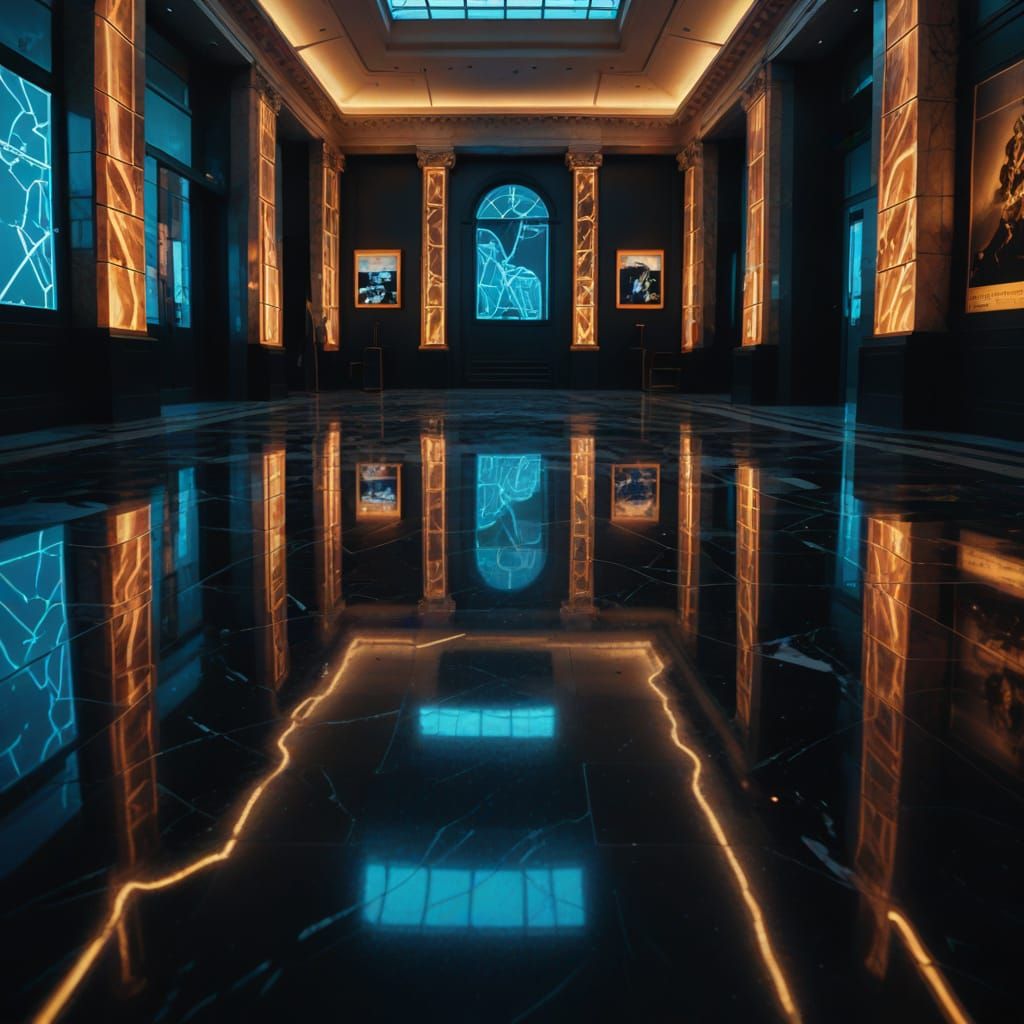 AI-Controlled Museum in Film Noir Style