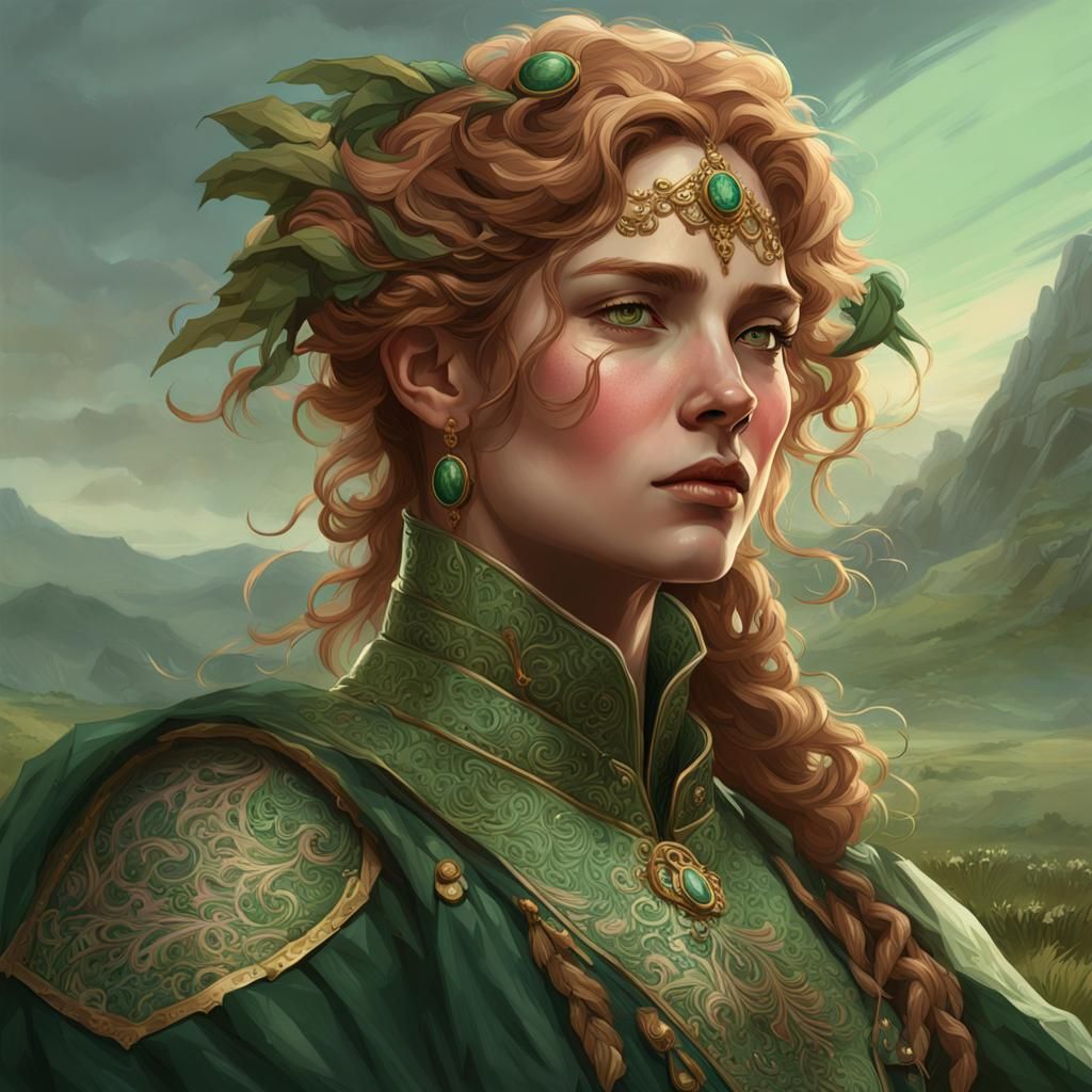 Druid Elf Portrait in Hyperdetailed Digital Art Style