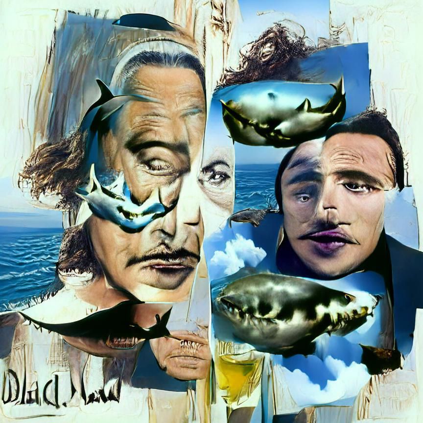 Surreal Brando Shark Fusion in a Dali Style