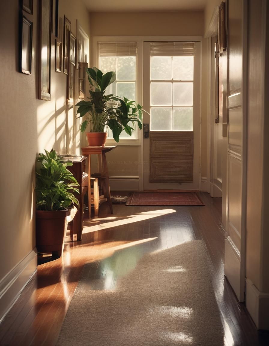 Nostalgic 1990s Suburban Home Hallway Interior