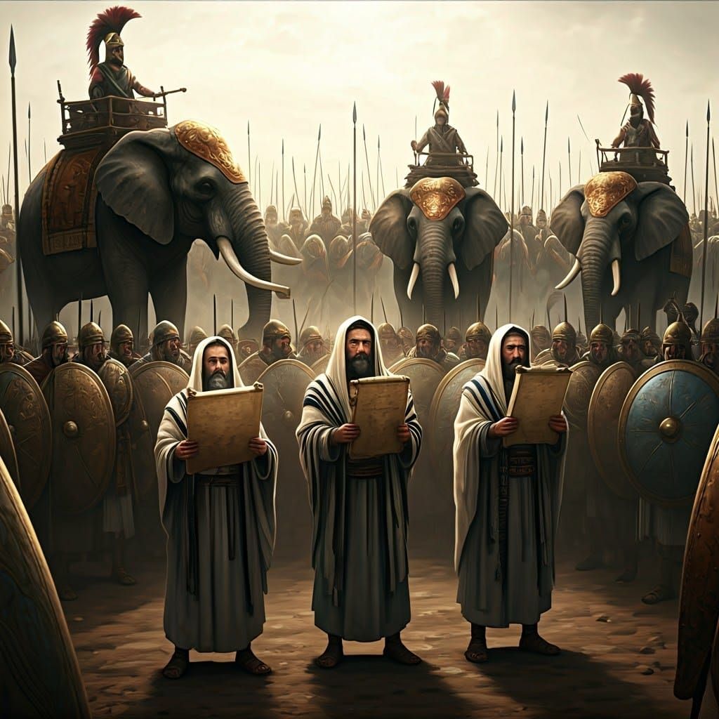 Jewish Warriors Stand Resolute Against Greek Army in Ancient...