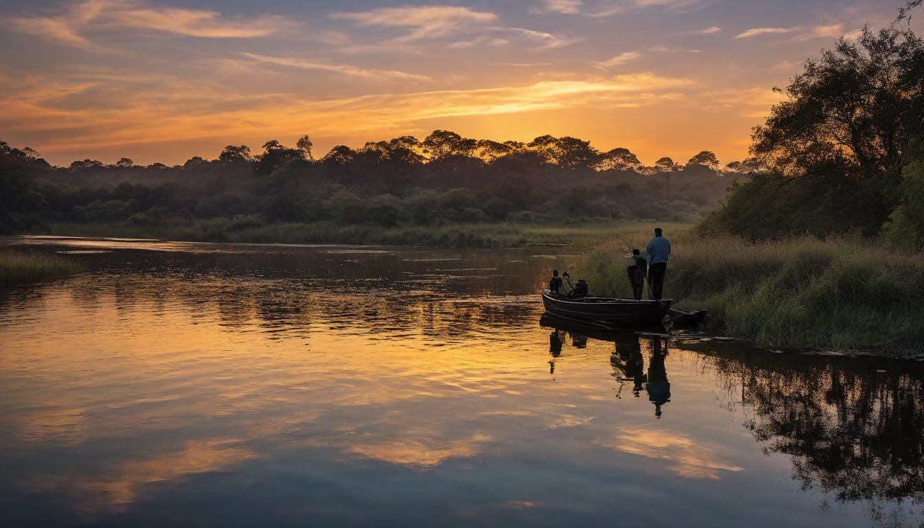 Fishing at the sunset