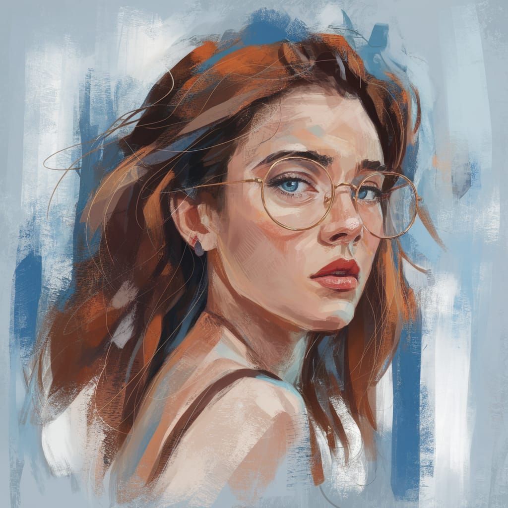 Abstract Soft Blue and Auburn Color Composition