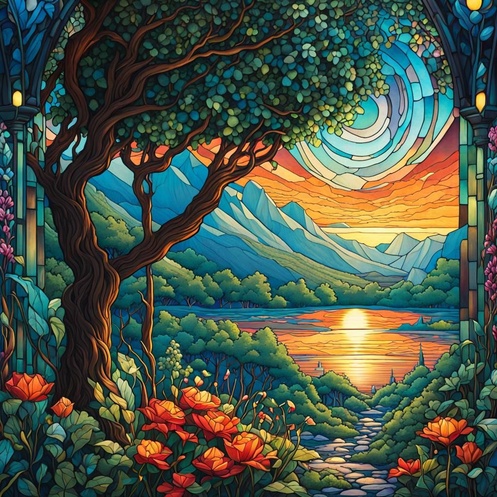 Stained Glass Visions of Dreamlike Realms