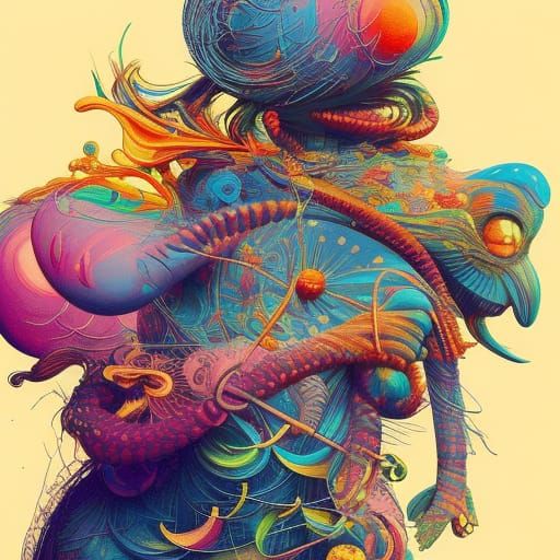 Hyperrealistic Geometric Shapes in Psychedelic Colors
