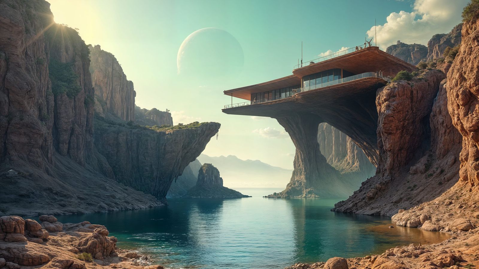 Futuristic Cliffside House on Terraformed Mars