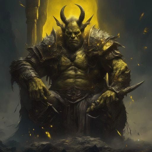 Orc Lord with Glowing Spellsword in Dark Fantasy Art