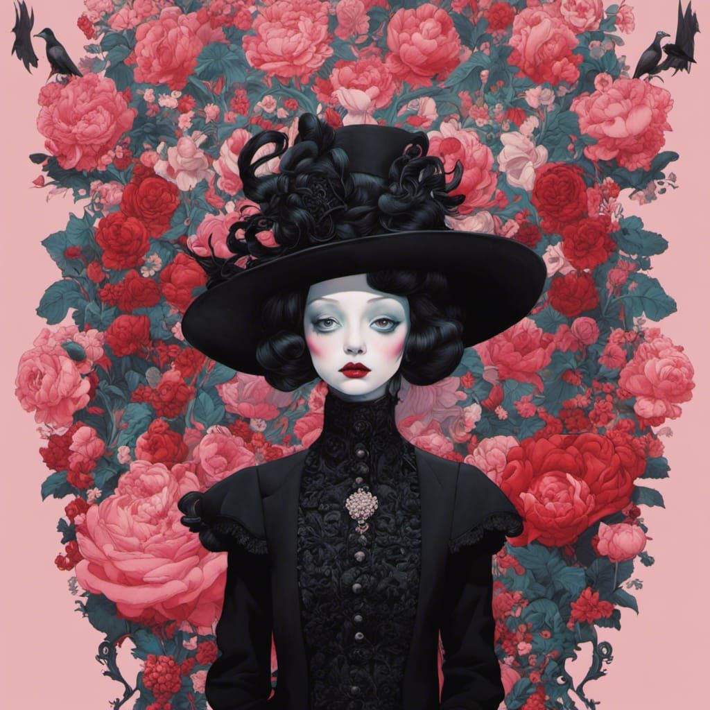 Haunted Victorian Child with Pop Art Symbols