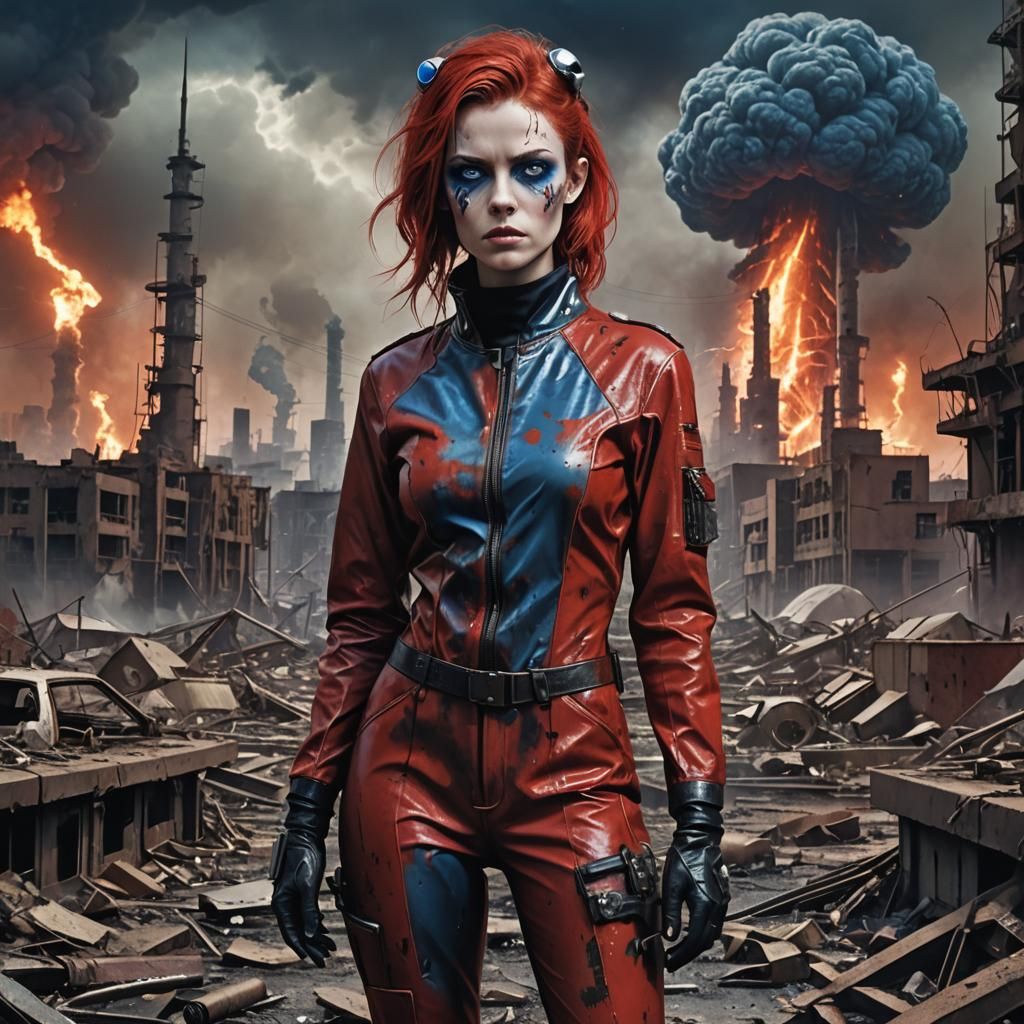 Gothic Catwoman in Dystopian Landscape, Cinematic Style