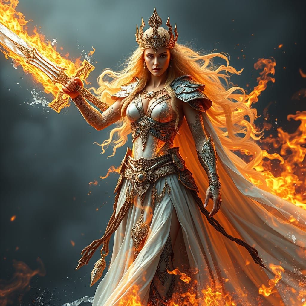 Regal Warrior Woman in Hyper-Realistic Fantasy Style