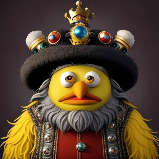 Surreal Muppet King in Pop Surrealism Style