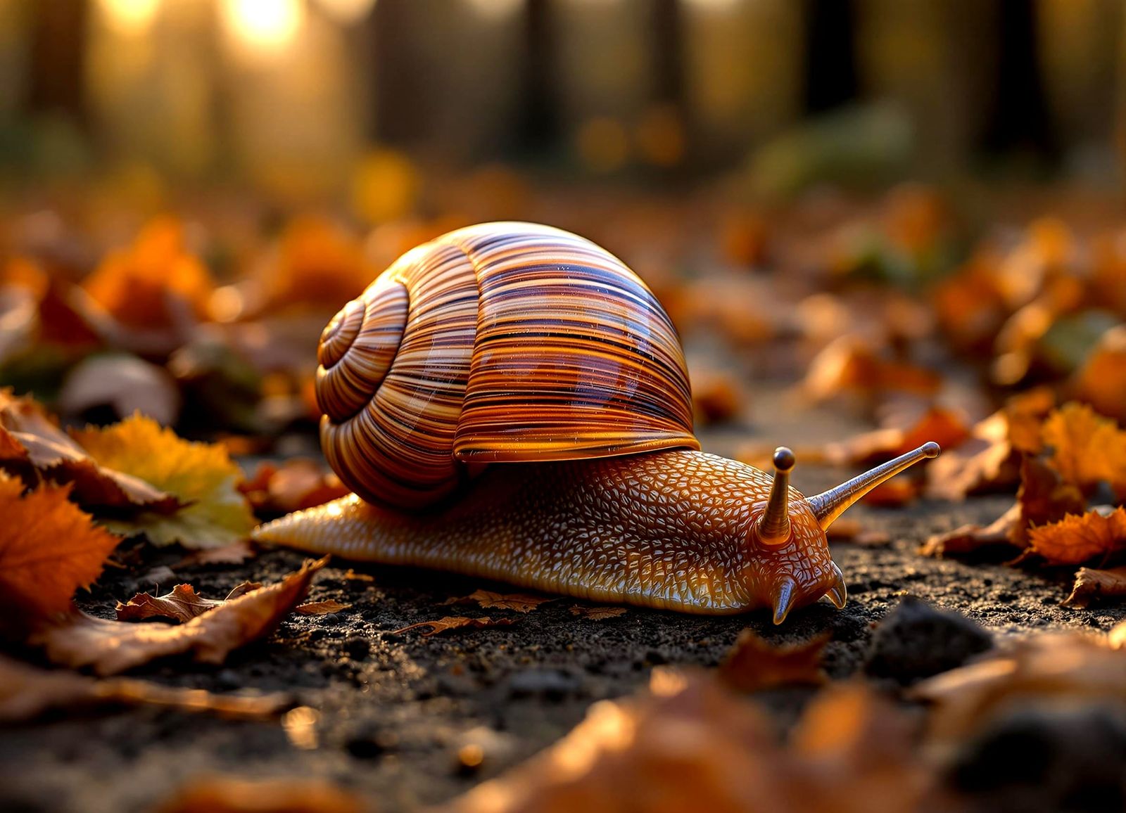Autumn Snail in Photorealistic Splendor