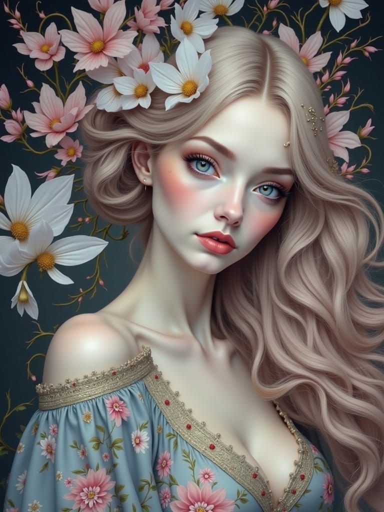 Lady with Flowing Red Hair