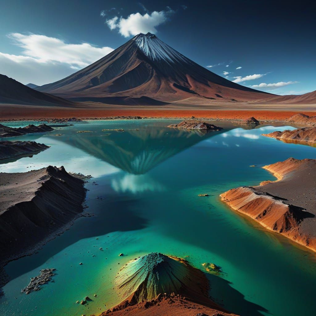 Vibrant Oil Painting of Bolivia's La Laguna Verde