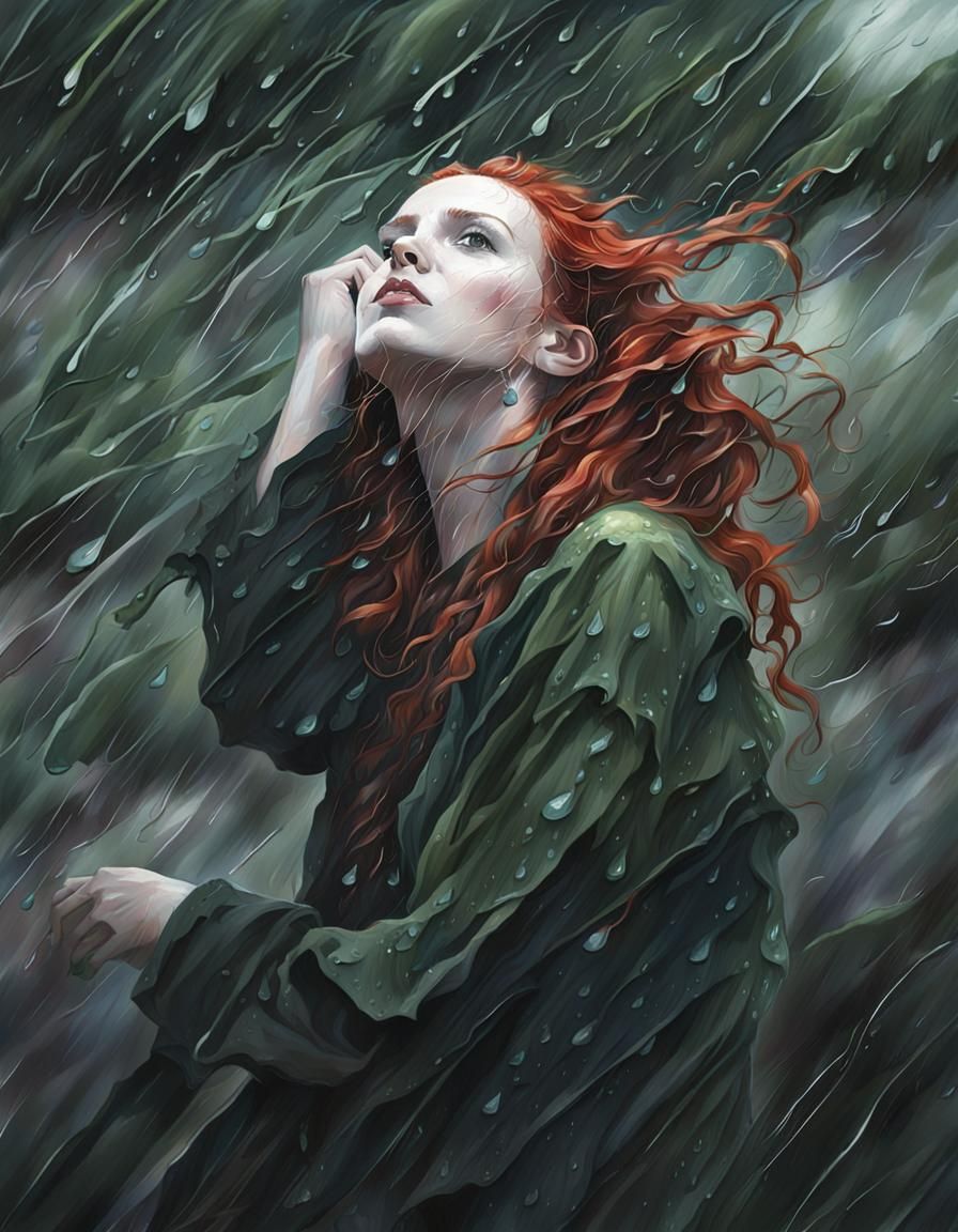 Mujer bajo la lluvia