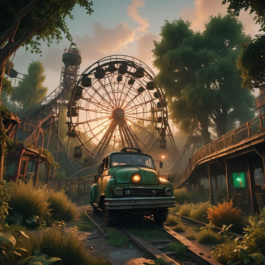 Eerie Ghosts Haunt Abandoned Theme Park in Unreal Engine