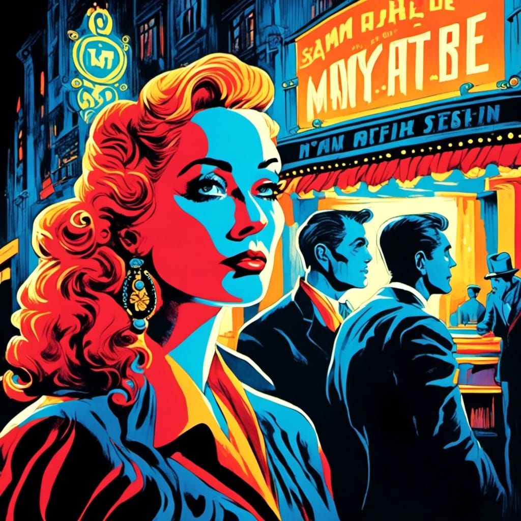 Gangsters in a Vibrant 1950s City Scene