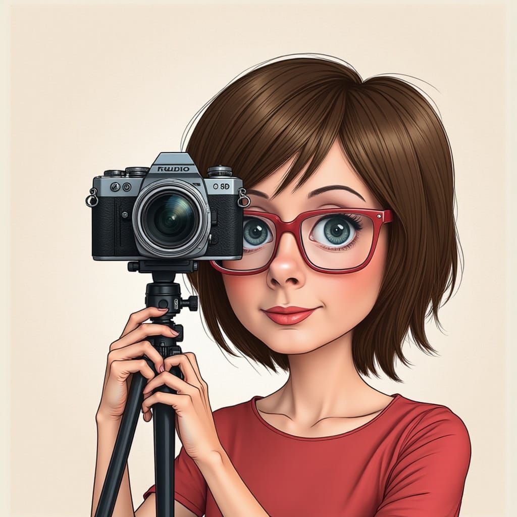 A Young Woman Contemplates Life Through a Camera's Lens