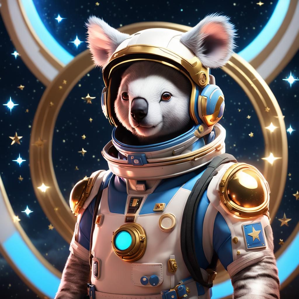 Blue Koala in Spacesuit: 3D Anime Art