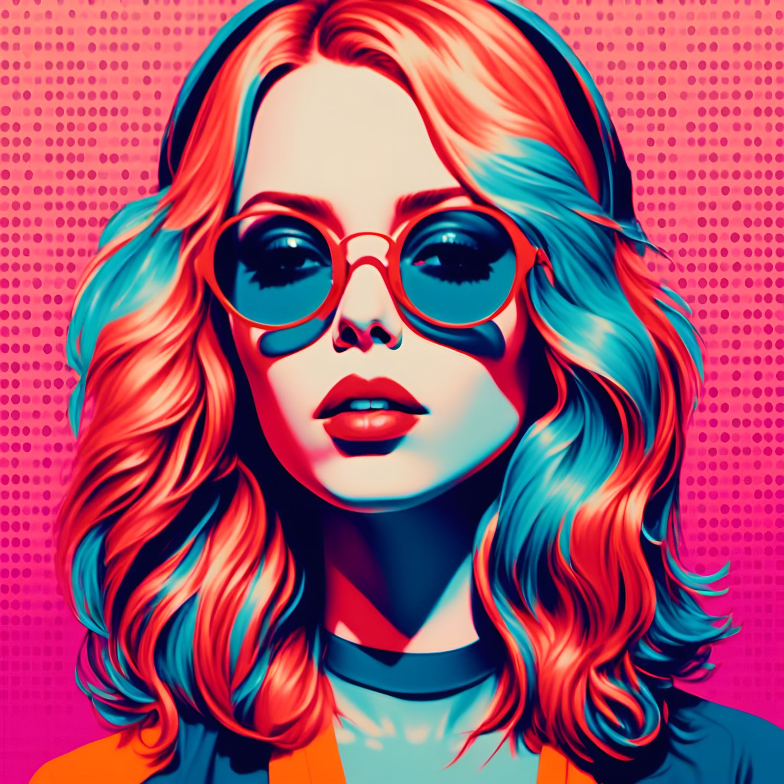 Pop Art Halftone Portrait in 70s Style