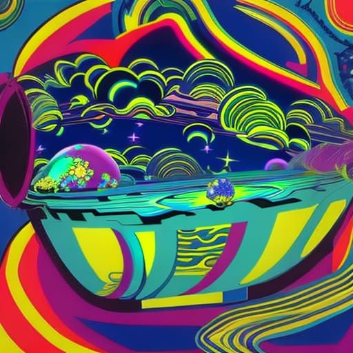 Psychedelic Zeppelin in Cherry Blossom Space Vortex