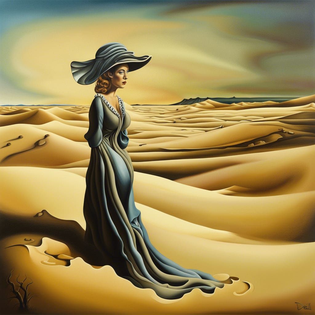 Surreal Woman in Dunes, Salvador Dali Style