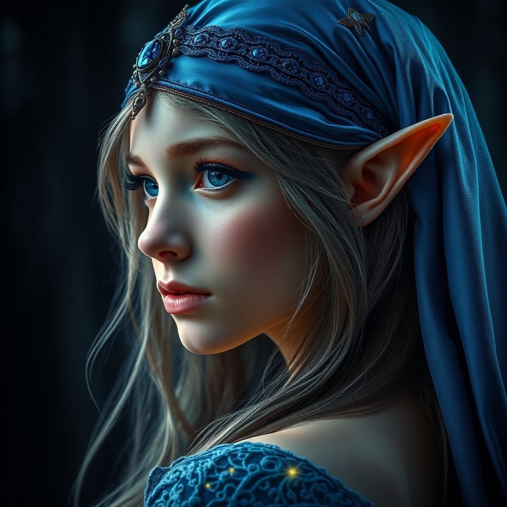 Enchanting Elf Maiden Portrait in Magical Forest