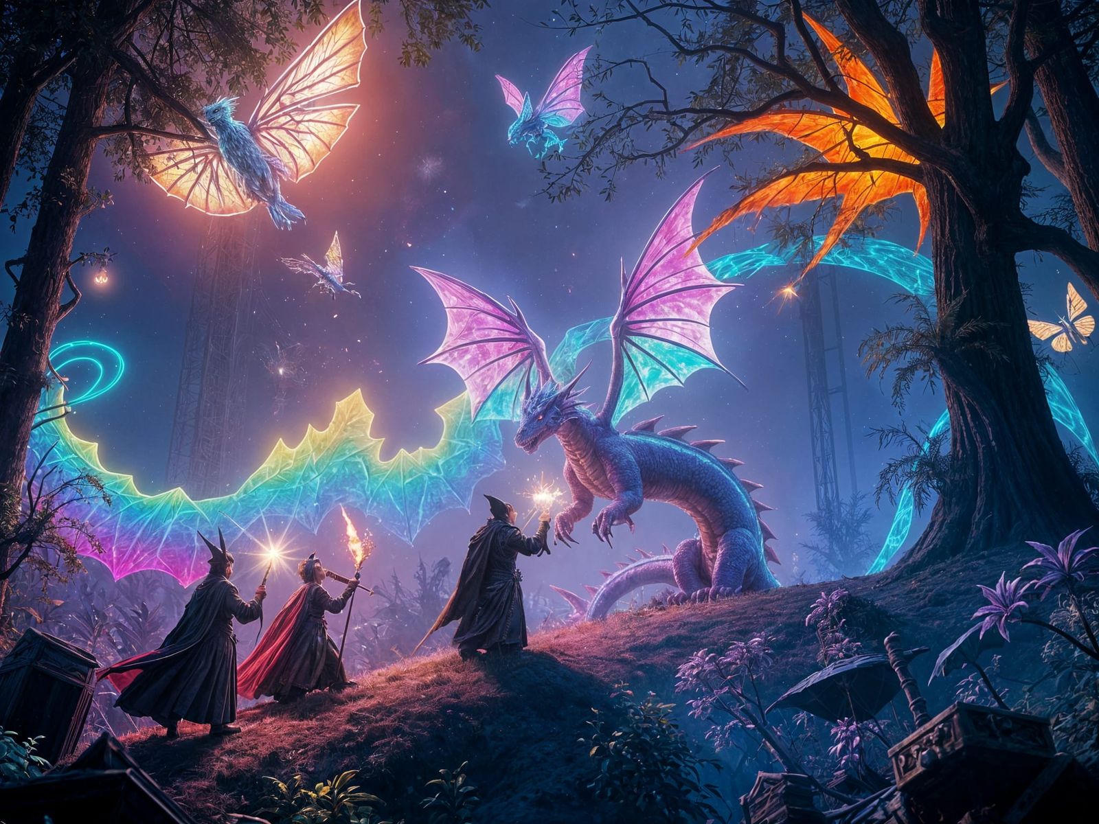 Epic Neon Rainbow Wizard Dragon Recruitment
