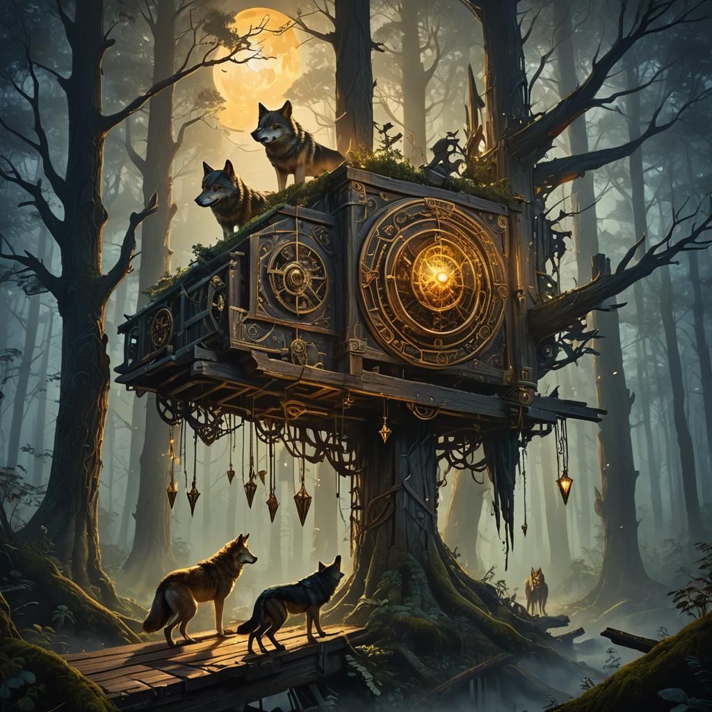 Wolves Trigger Arrow Trap in Misty Forest