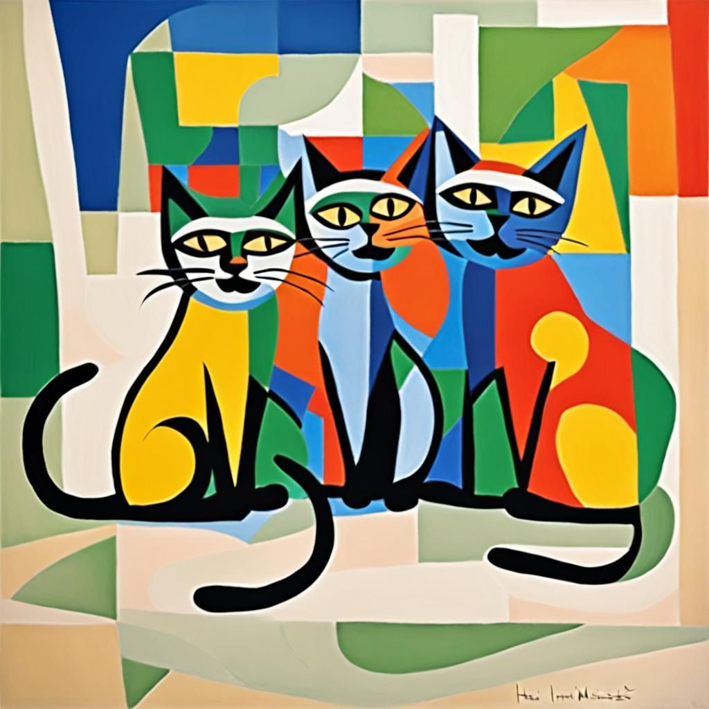 Cubist Cats Inspired by Henri Matisse