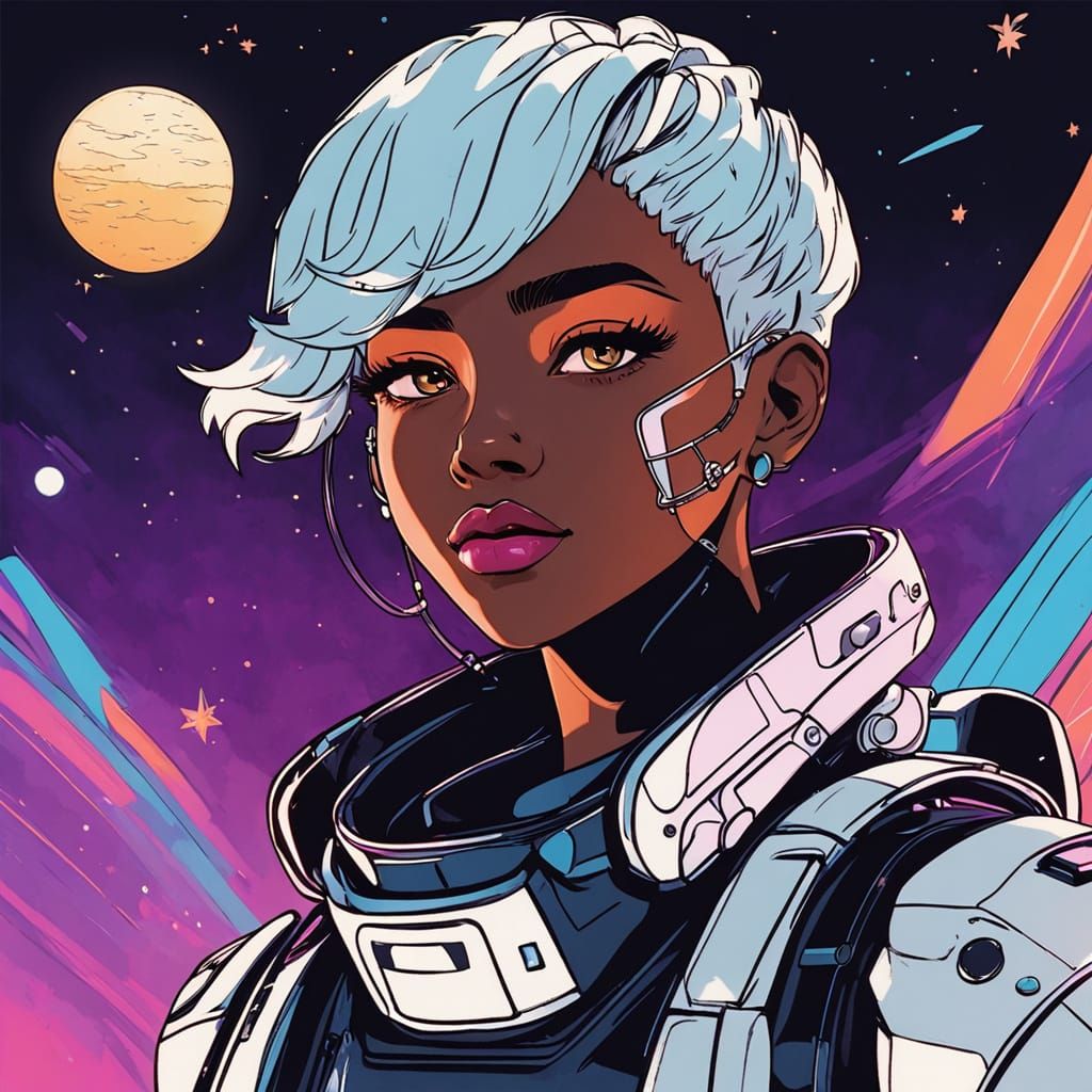 Cyberpunk Pop Art Portrait with Neon Accents