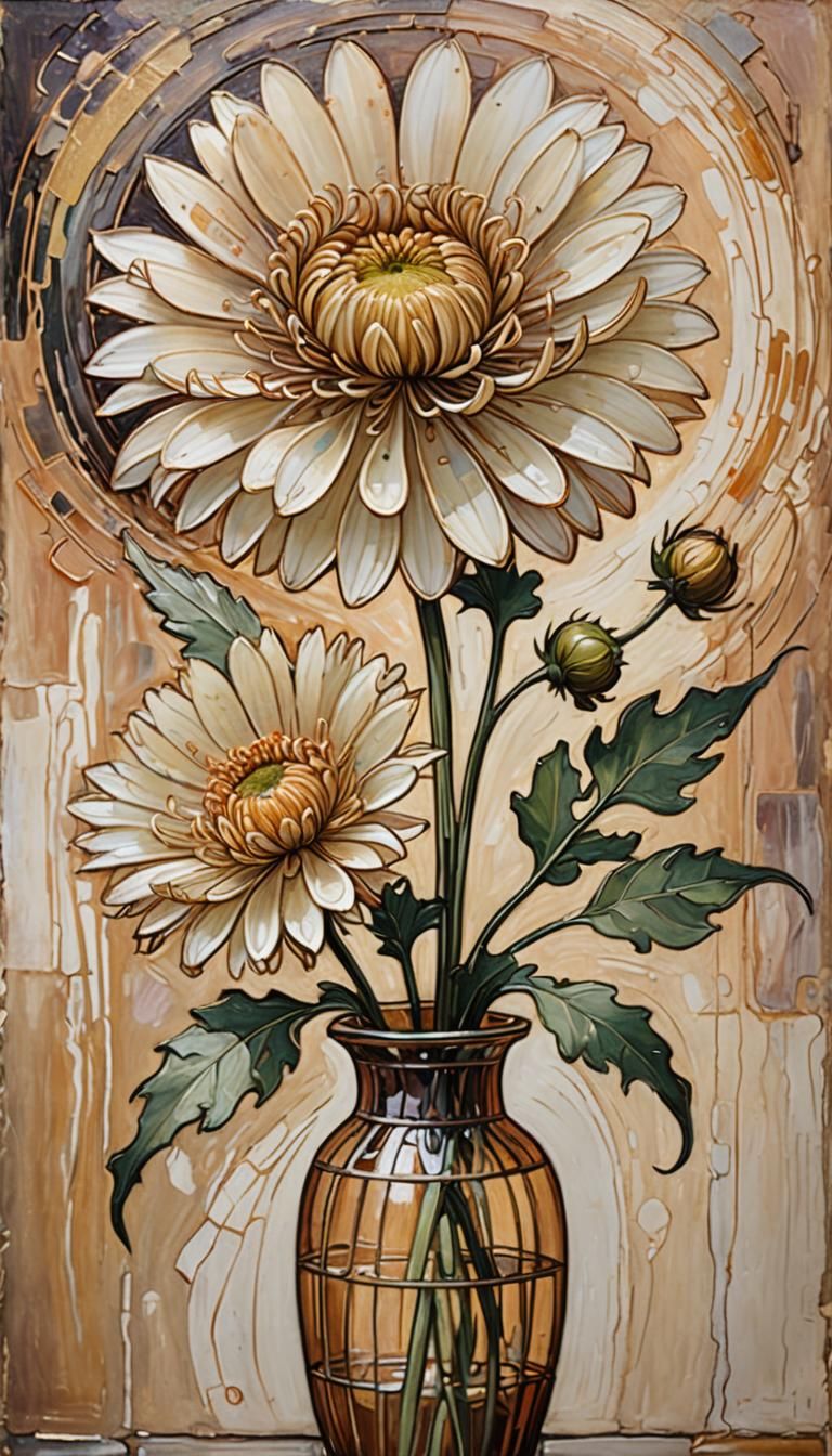 Chrysanthemum in Art Nouveau Style