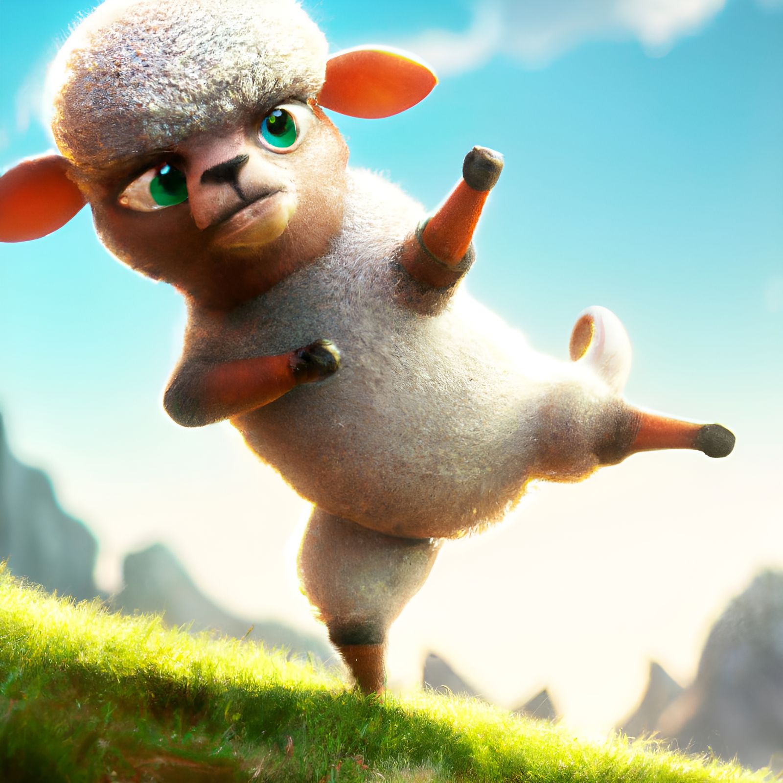 Adorable Karate Sheep in Pixar Style 3D